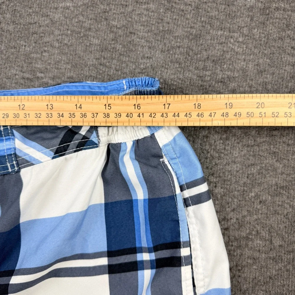 American Rag Men's L Large Blue‎ Plaid Cargo Board Shorts Swim Trunks